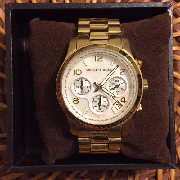 Michael Kors—Chronograph Watch Gold w/ Pearl Face - Picture 2 of 7